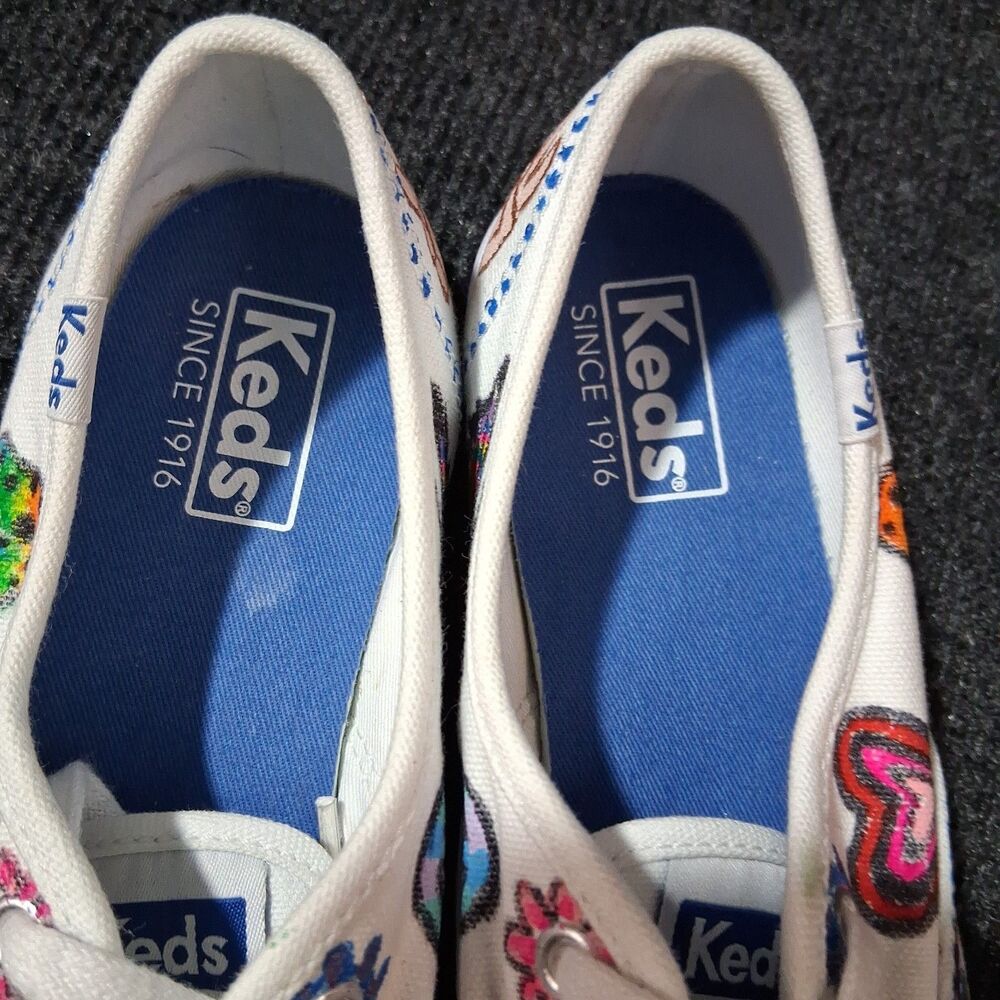 Unique Hand-Painted Keds Sneaker Art Peace Mushroom Floral Boho Hippie 8.5 - Picture 5 of 11